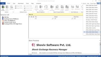 Shoviv Exchange Recovery Manager Tool screenshot