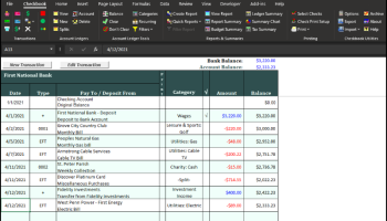 Checkbook for Excel screenshot