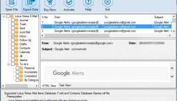 Conversion NSF Outlook screenshot