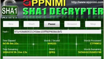 Appnimi SHA1 Decrypter screenshot