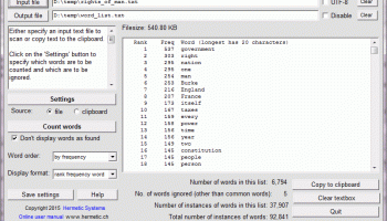 Hermetic Word Frequency Counter screenshot
