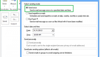 SendLater for Outlook screenshot