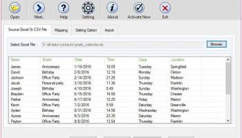 Excel to Outlook Calendar screenshot