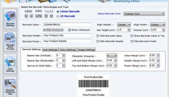 Warehousing Barcodes Software screenshot