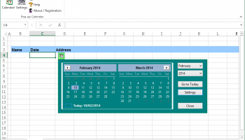 Pop-up Excel Calendar / Excel Date Picke screenshot