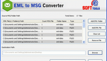 Import EML to MSG screenshot