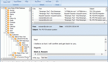 Lotus Notes Email Export screenshot