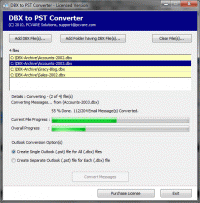 Convert .DBX to .PST screenshot