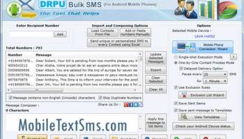 Android Mobile Text SMS Software screenshot