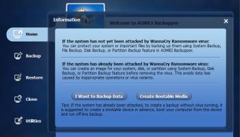 AOMEI Backupper Free For WNCRY Ransomware screenshot