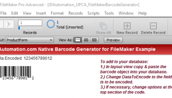 Filemaker UPC EAN Generator screenshot