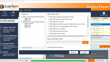 CubexSoft Zimbra Export screenshot