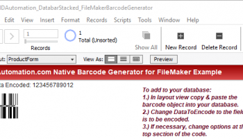 Filemaker GS1 DataBar Generator screenshot