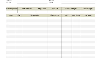 Commercial Invoice Template screenshot