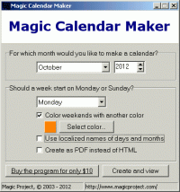 Magic Calendar Maker screenshot