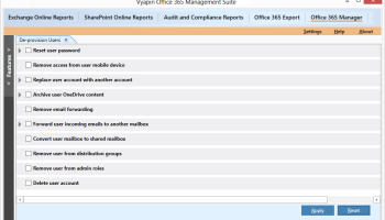 Office 365 Administration Tool screenshot