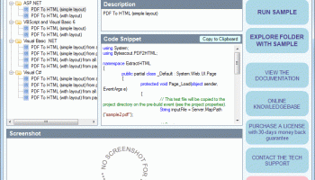 Bytescout PDF To HTML SDK screenshot