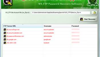 WS_FTP Password Decryptor screenshot