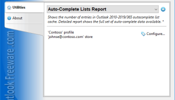 Auto-Complete Lists Report for Outlook screenshot