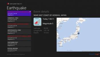 Earthquake for Win8 UI screenshot