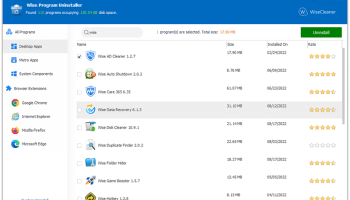 Wise Program Uninstaller screenshot
