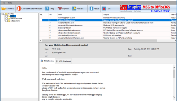 SysInspire MSG to Office365 Converter screenshot