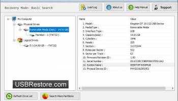 Flash Drive Restore Software screenshot