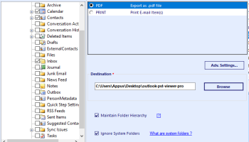 Convert PST to Adobe PDF screenshot