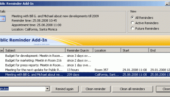 Public Reminder Add-In screenshot