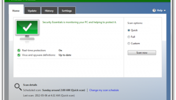 Microsoft Security Essentials screenshot