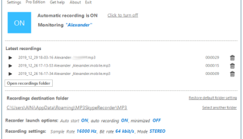 MP3 Skype Recorder screenshot