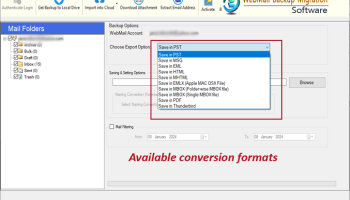 Enstella Webmail Backup Migration Tool screenshot