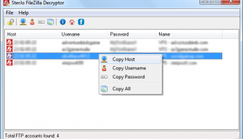 SterJo FileZilla Decryptor screenshot
