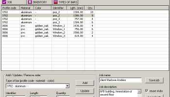 Bar Cut Optimizer and Manager screenshot