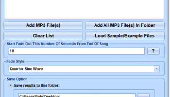 MP3 Fade Out Multiple Files Software screenshot