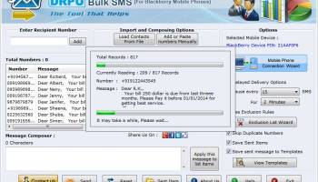 Blackberry Bulk Text Messaging Software screenshot
