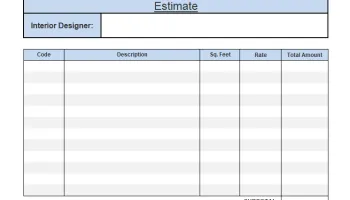 Solid Surface Firm Estimate Form screenshot