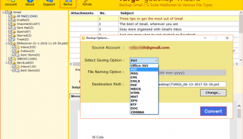 Gmail Backup to DOCX screenshot