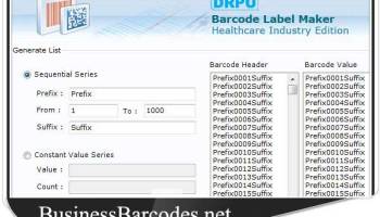 Barcodes Generator for Medical Equipment screenshot