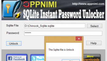 Appnimi SQLite Instant Password Unlocker screenshot