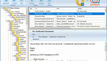 OST to Zimbra screenshot
