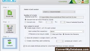 Excel to vCard Converter Software screenshot