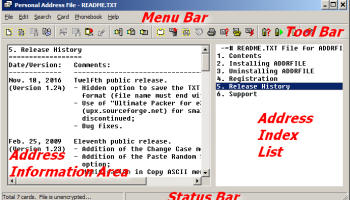 Personal Address File screenshot