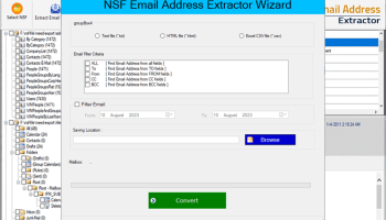 NSF Email Address Extractor software screenshot