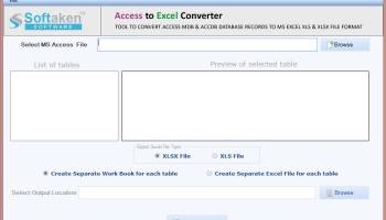 Softaken Access to Excel Converter screenshot