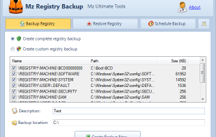 Mz Registry Backup screenshot