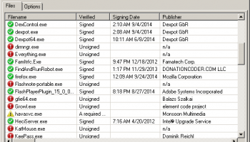 SigcheckGUI screenshot