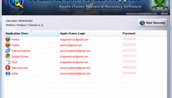Apple iTunes Password Decryptor screenshot