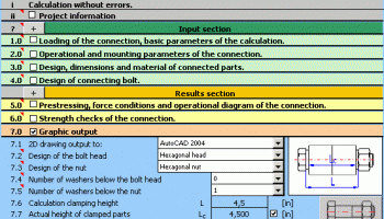 MITCalc Bolted connection screenshot