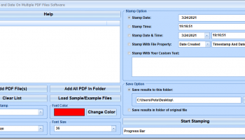 Stamp Time and Date On Multiple PDF Files Software screenshot